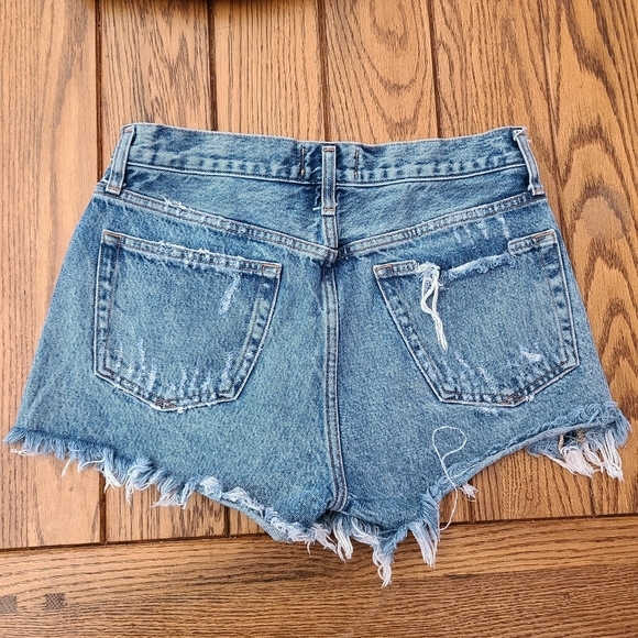 AGOLDE Shorts cut off frayed high rise women's Size 27 med wash button-up - Picture 7 of 7